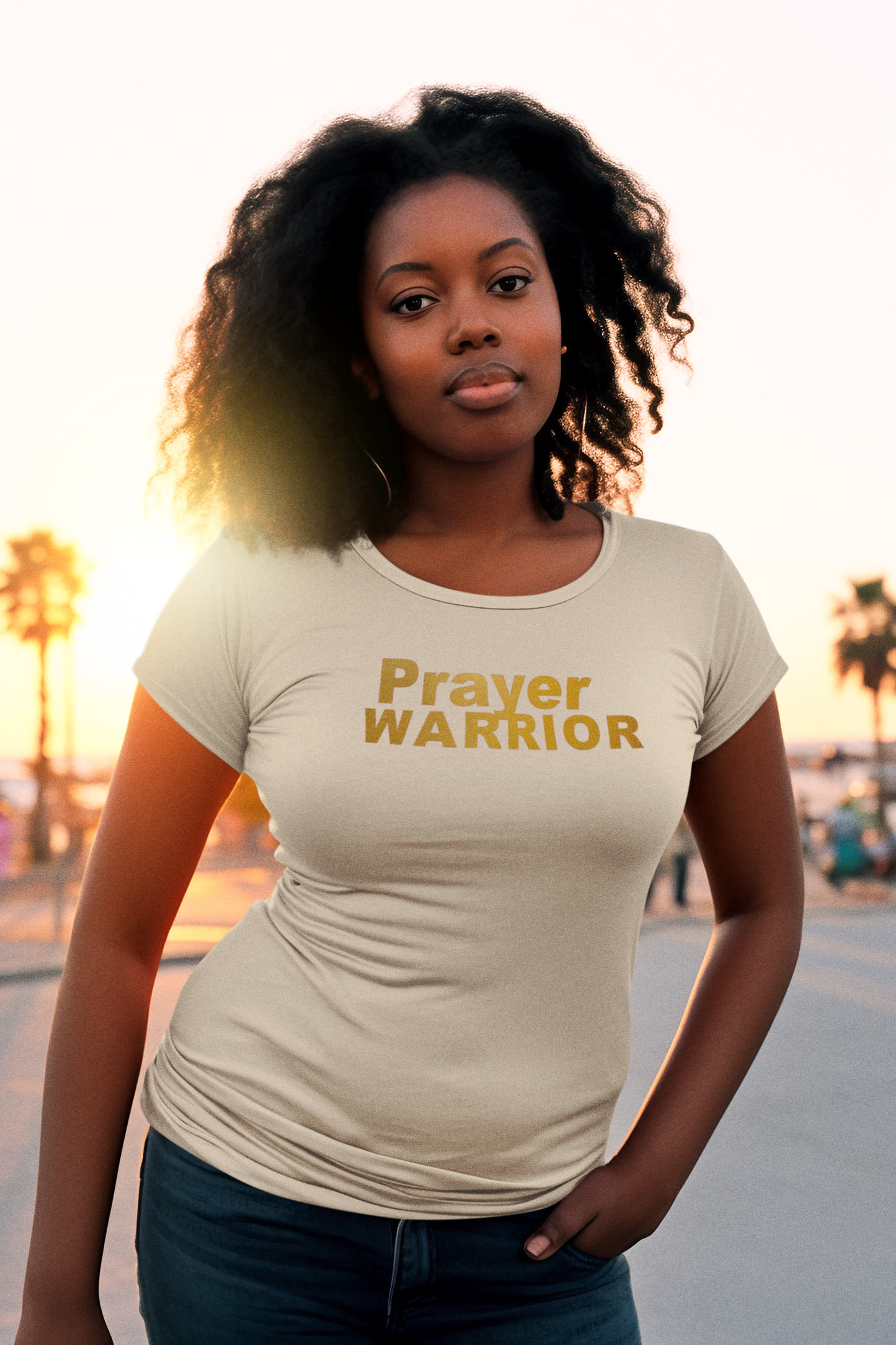 PRAYER WARRIOR Women's Slim Fit T-Shirts (Neutral Colors)